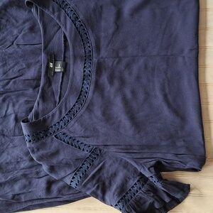 H & M Women's Navy Lightweight Airy Drop Waist Cut-Outs Short Dress Tunic